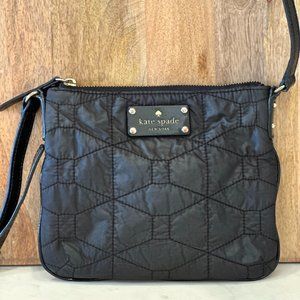 KATE SPADE QUILTED NYLON BLACK CROSSBODY BAG WITH LEATHER SHOULDER STRAP